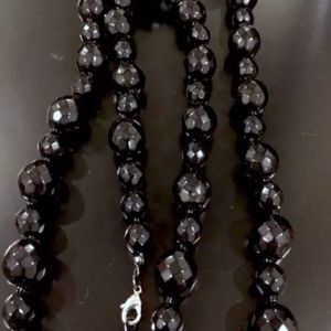 Women’s Black Faceted Bead Necklace 32 inch